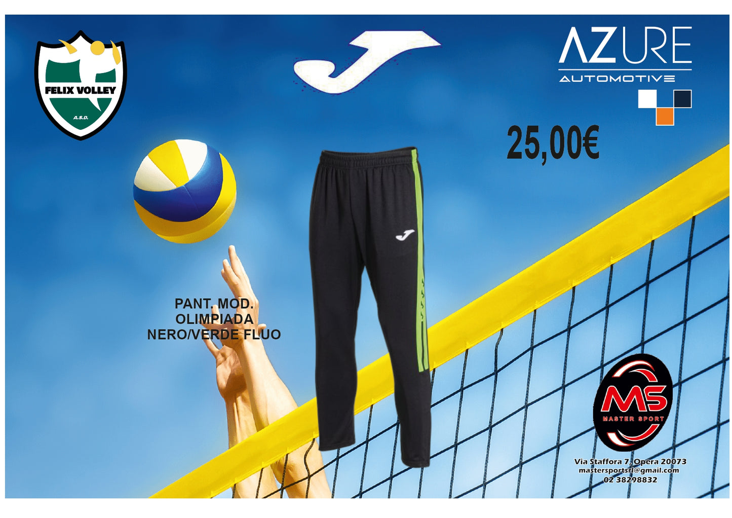 Pantalone Nero Verde Felix Volley