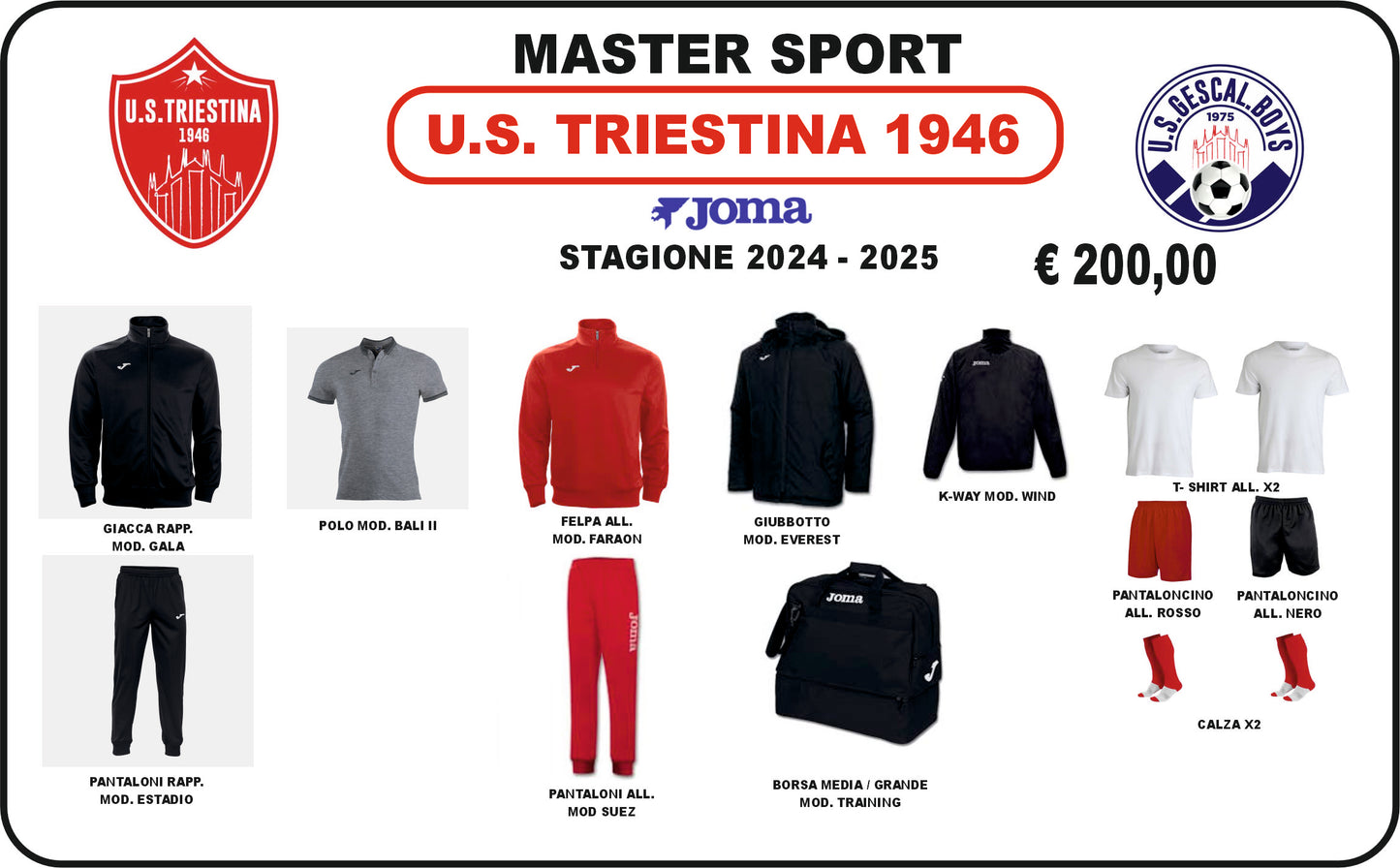 U.S Triestina Kit Completo Settore Giovanile