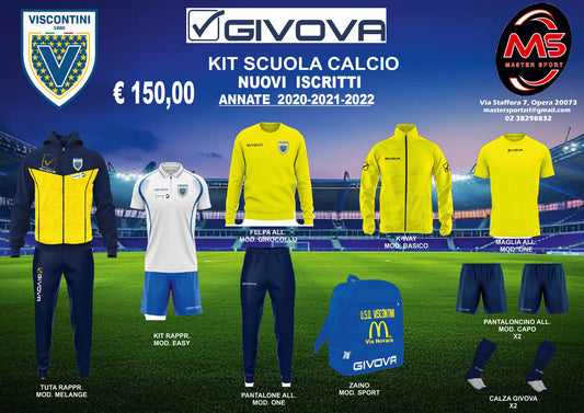 Kit Completo Scuola Calcio Nuovi Iscritti Anno 2020/21/22 VISCONTINI